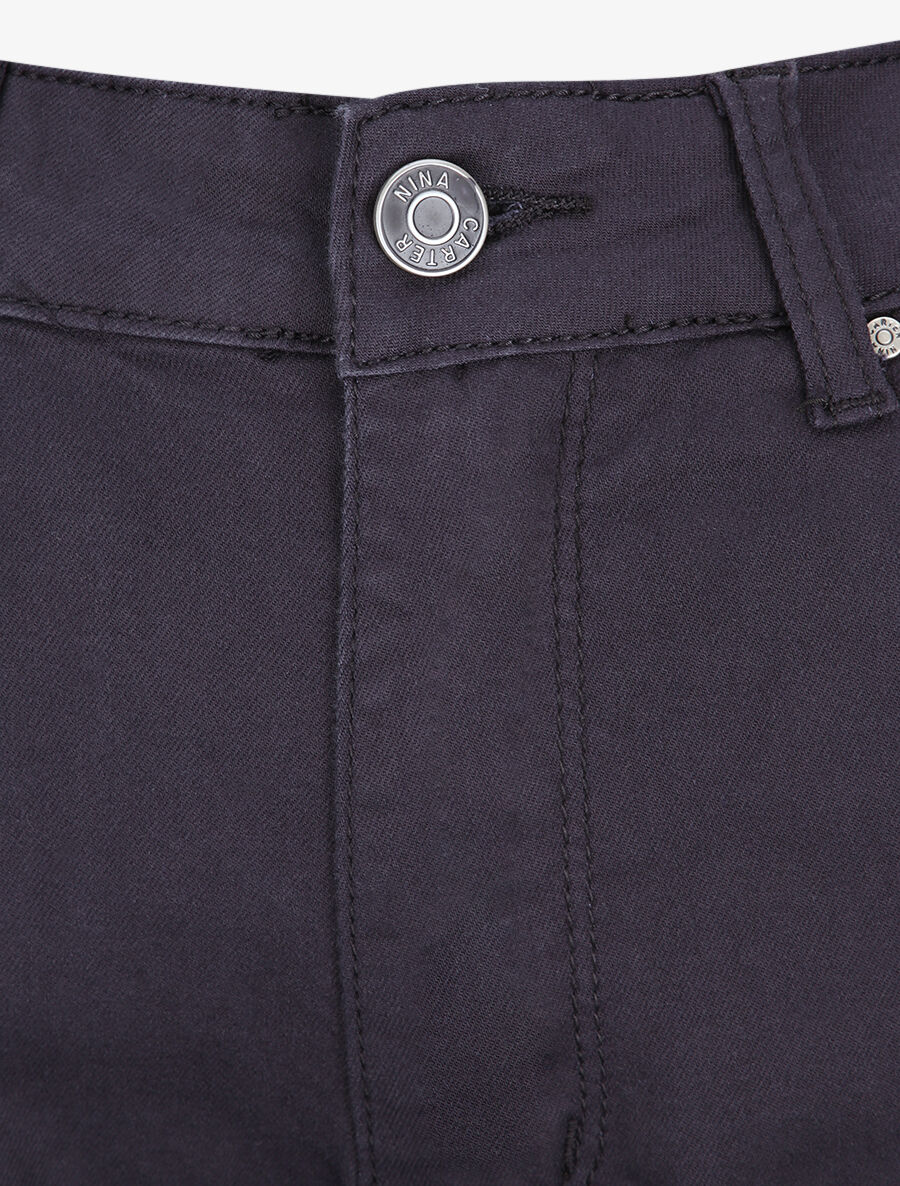 Jean grande taille slim uni à taille haute - Marine - 3