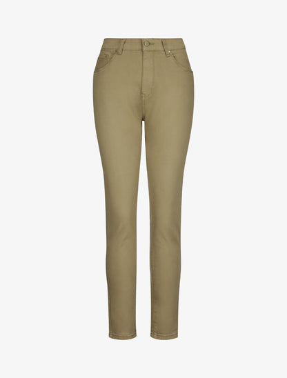 Jean grande taille slim uni à taille haute - Kaki - 1