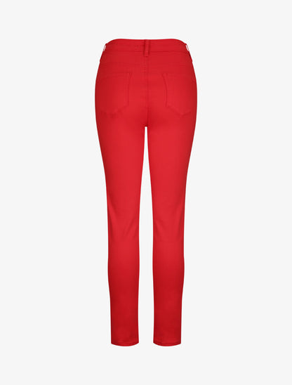 Jean grande taille slim uni à taille haute - Rouge - 2