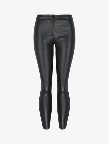 Pantalon slim en simili - Noir - 4