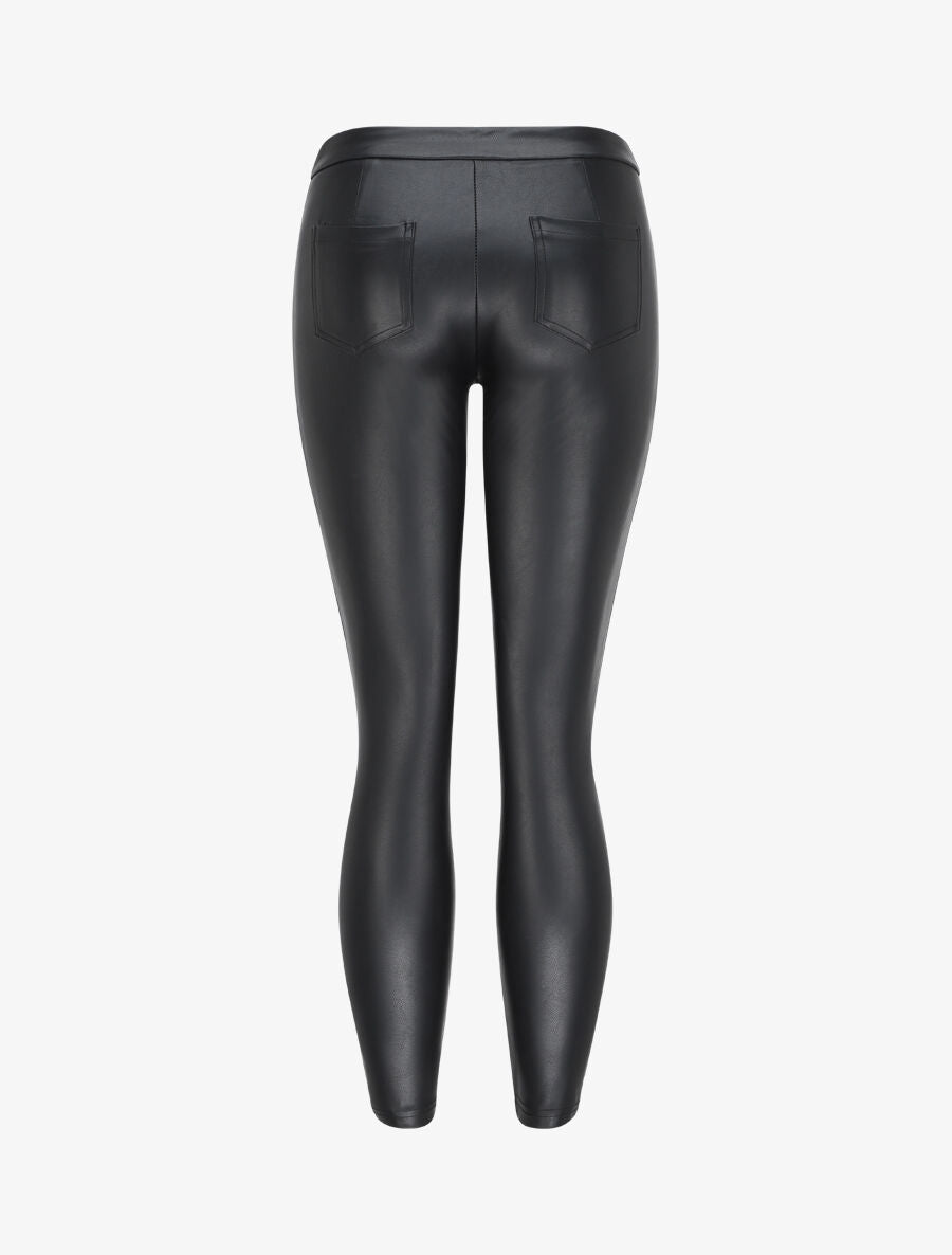 Pantalon slim en simili - Noir - 2
