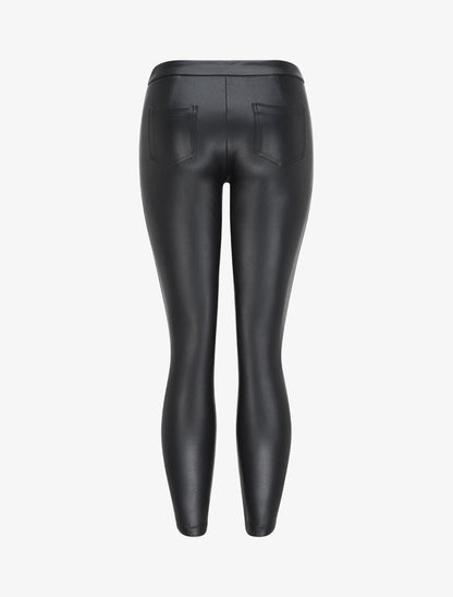 Pantalon slim en simili - Noir - 2
