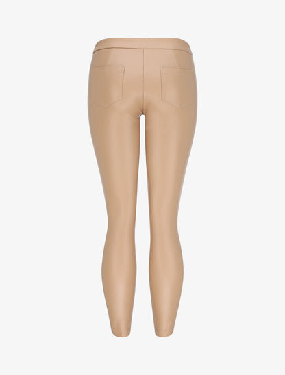 Pantalon slim en simili - Beige - 2