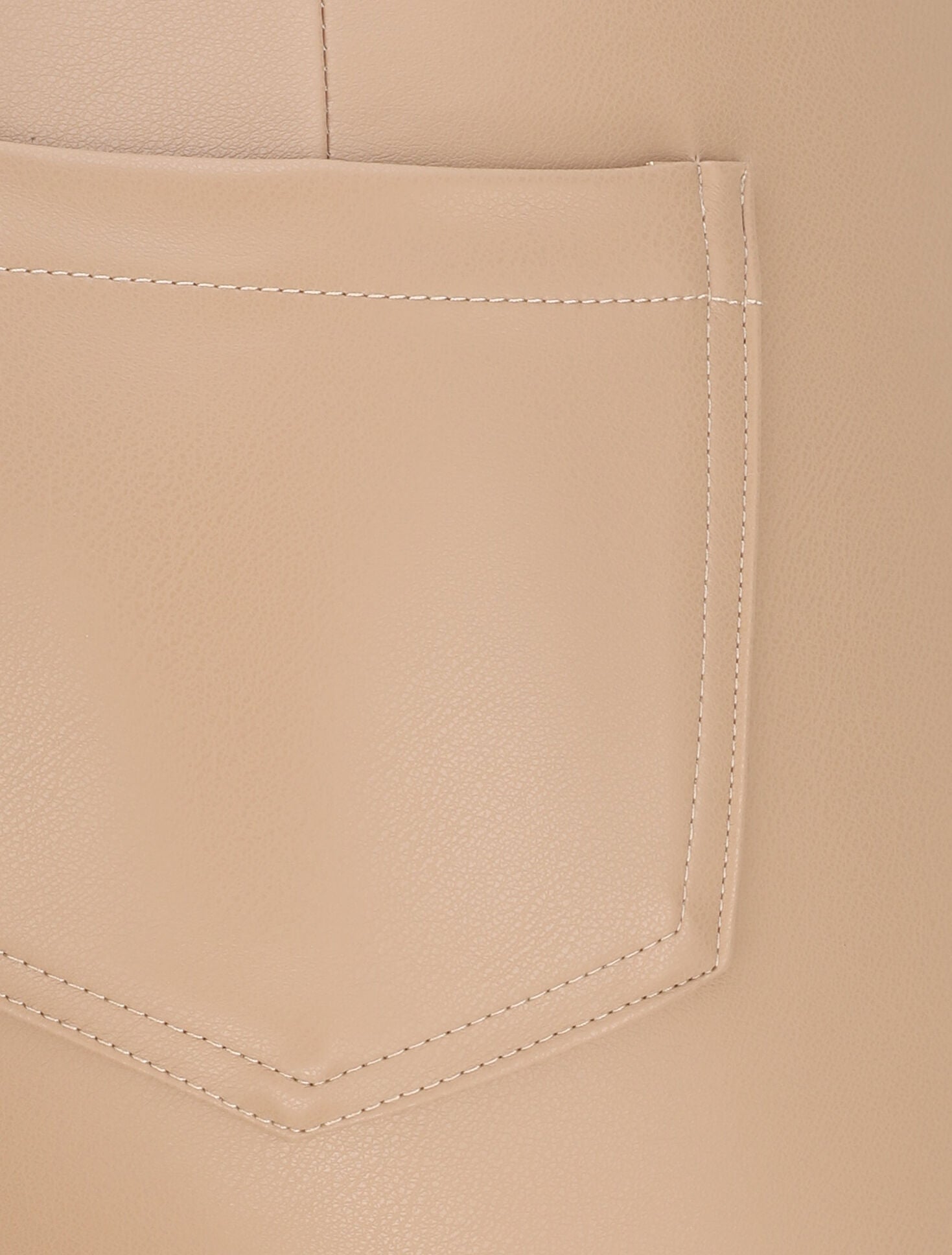 Pantalon slim en simili - Beige - 3