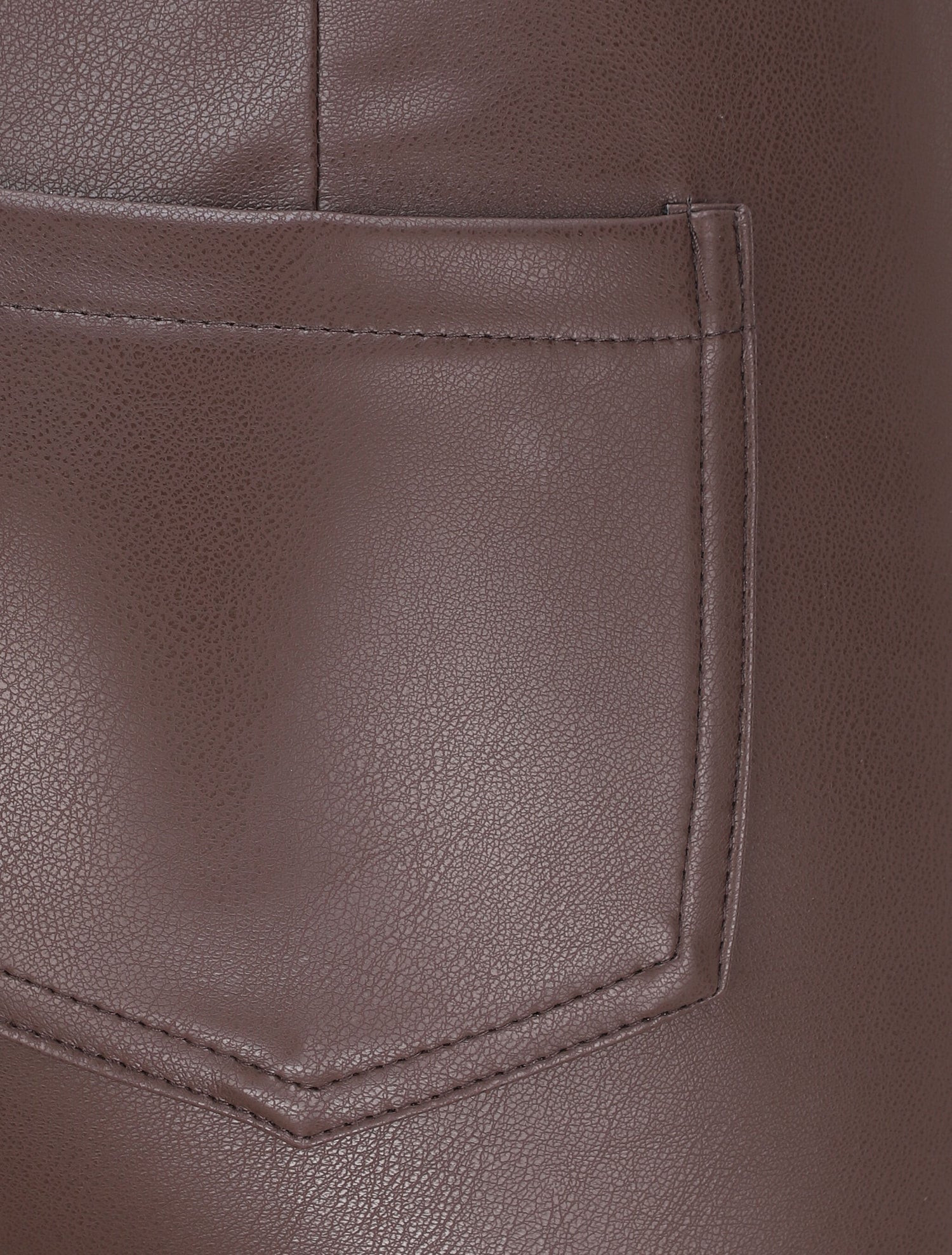 Pantalon slim en simili - Marron - 3