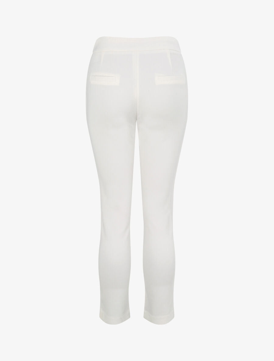 Pantalon droit à boucle stylisée - Blanc - 2