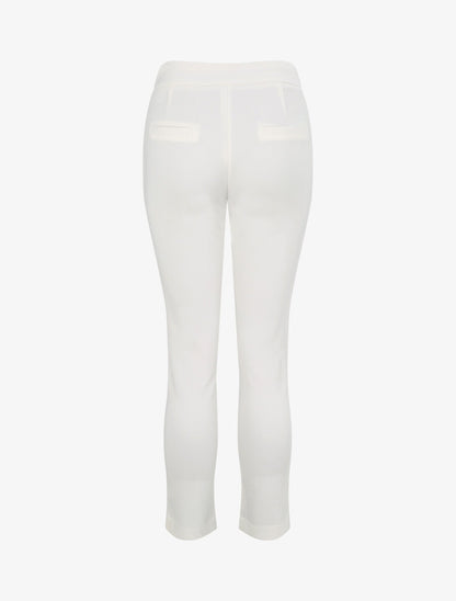 Pantalon droit à boucle stylisée - Blanc - 2