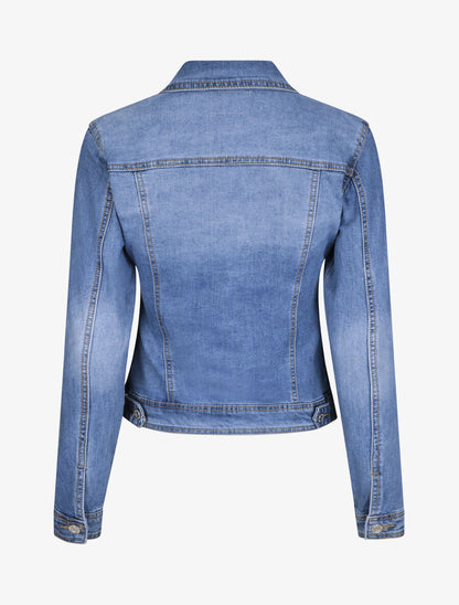 Gerade geschnittene, ausgewaschene Jeansjacke - Hellblau