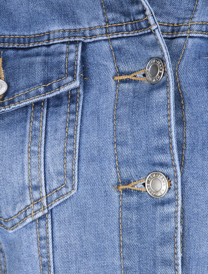 Gerade geschnittene, ausgewaschene Jeansjacke - Hellblau
