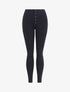 Pantalon stretch skinny à taille haute boutonnée - Marine - 1