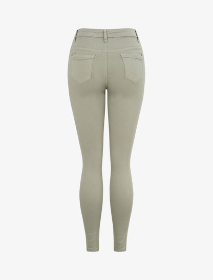 Jean skinny uni à taille haute - Vert olive - 4