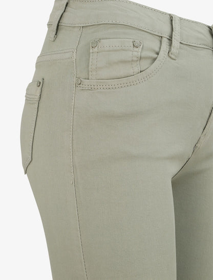 Jean skinny uni à taille haute - Vert olive - 5