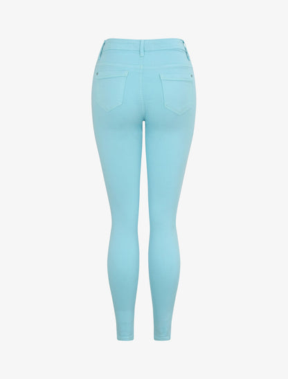 Jean skinny uni à taille haute - Bleu ciel - 4
