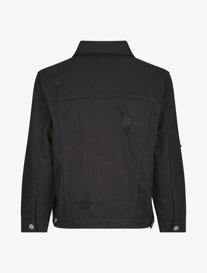 Veste oversize en jean unie déchiré - Noir - 2