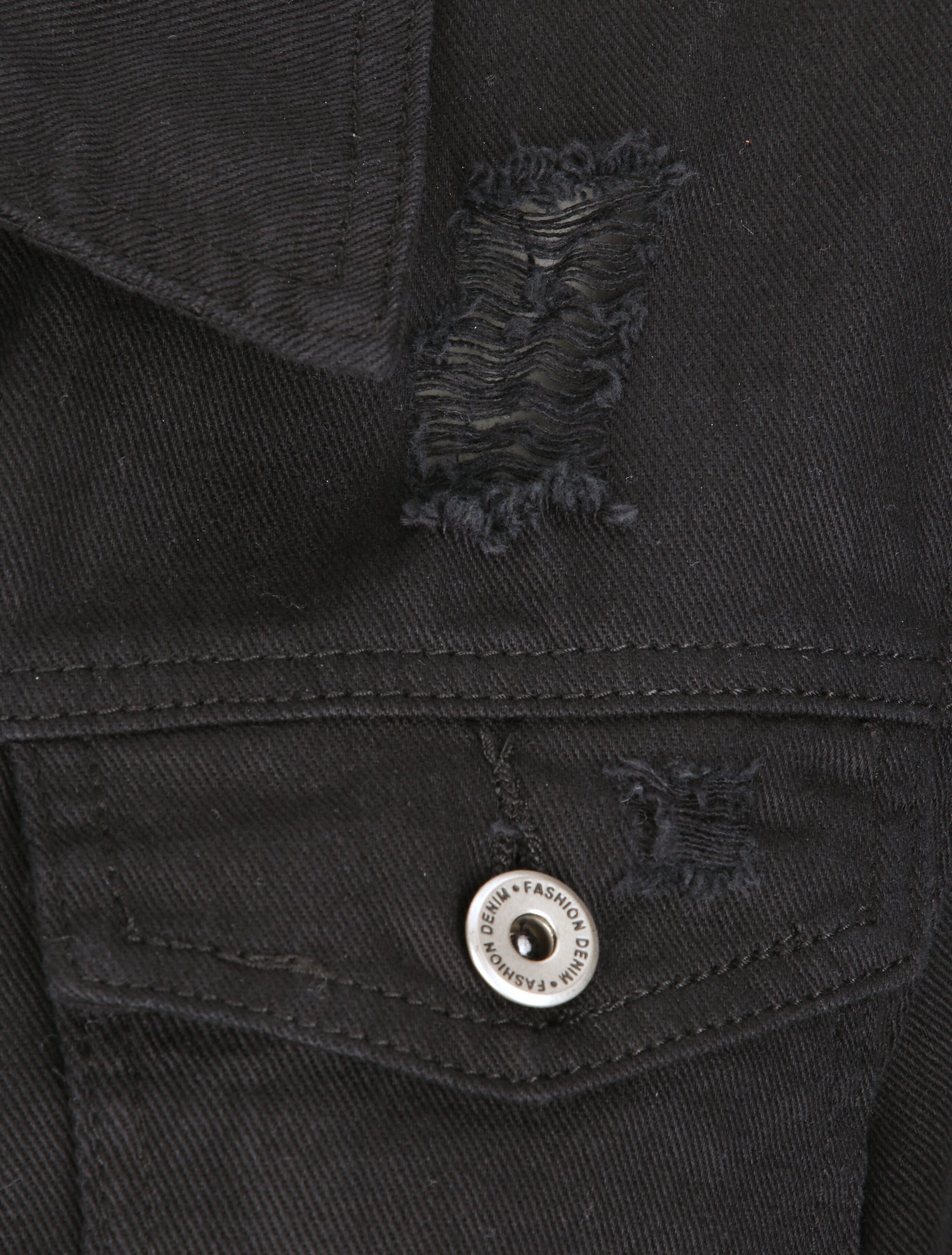 Veste oversize en jean unie déchiré - Noir - 3