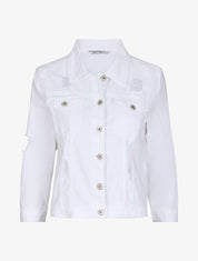 Veste oversize en jean unie déchiré - Blanc - 4
