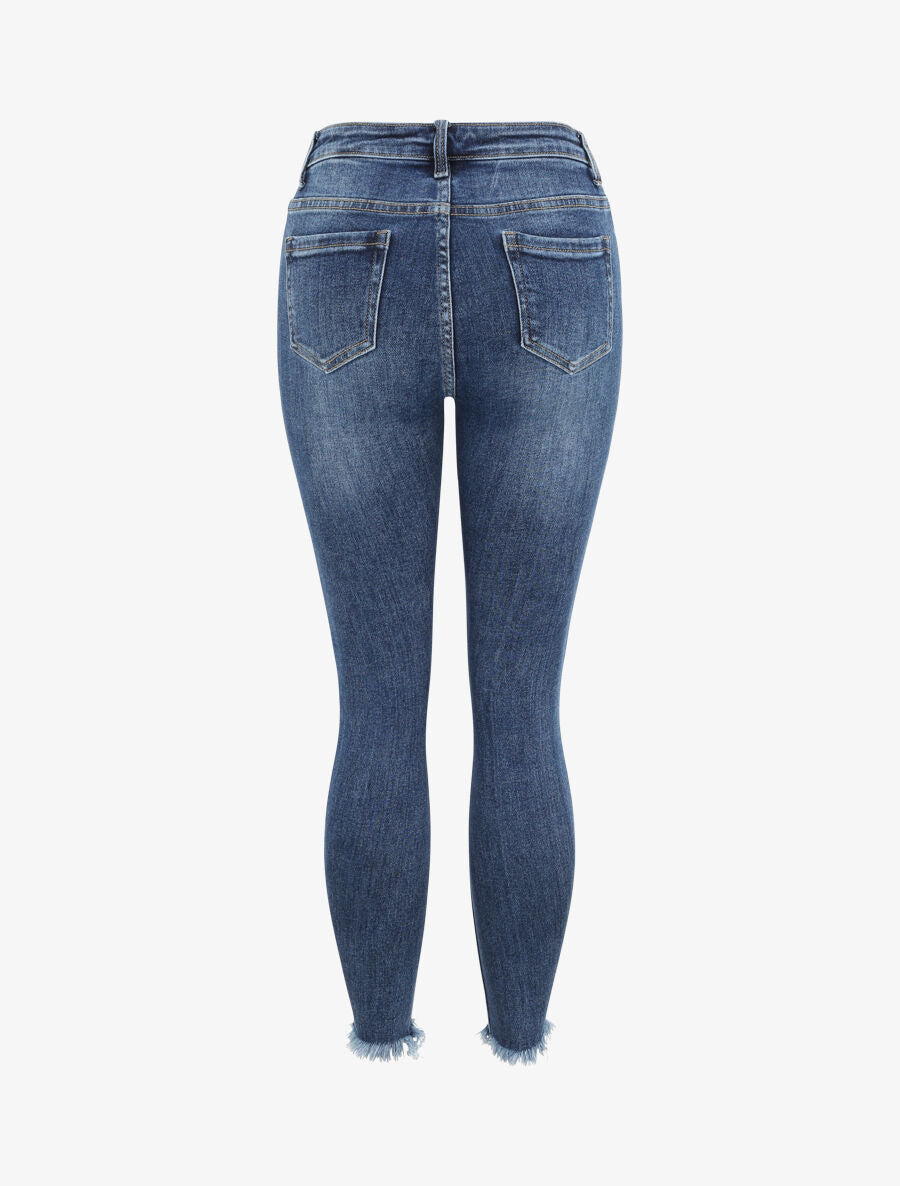 Jean skinny déchiré à taille haute - Bleu - 2