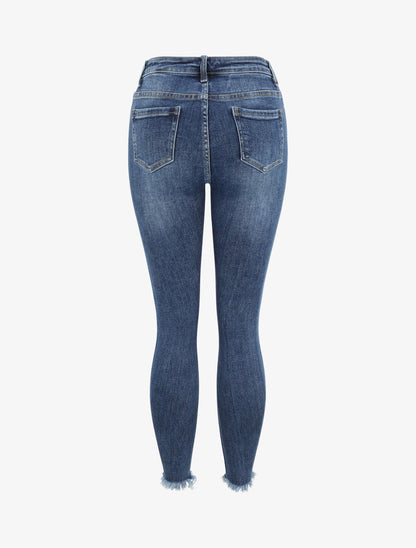 Jean skinny déchiré à taille haute - Bleu - 2