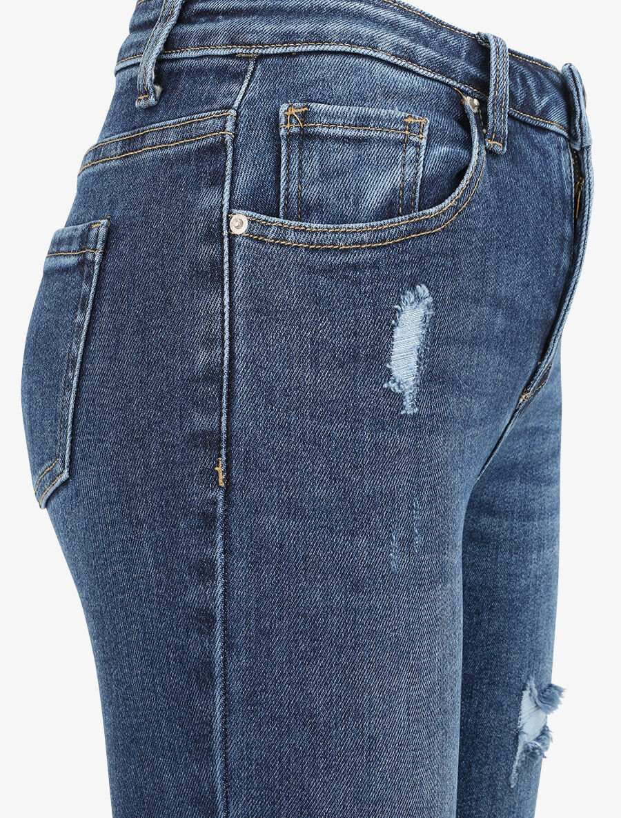 Jean skinny déchiré à taille haute - Bleu - 3