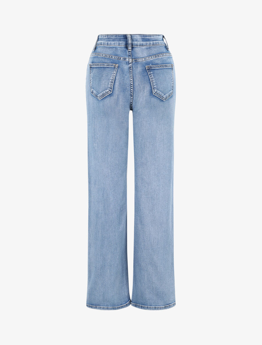 Jean large droit taille haute - Bleu denim - 2
