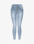Jean slim délavé à taille haute boutonnée - Bleu clair - 1