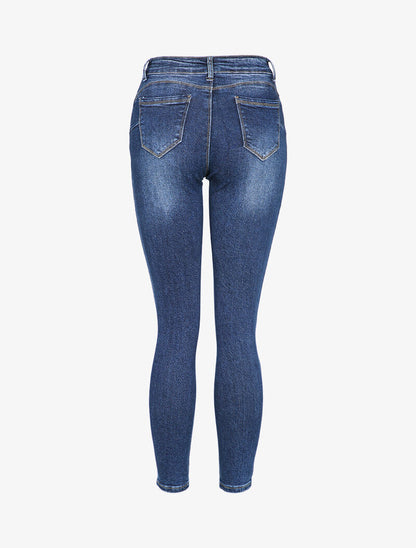 Jean skinny délavé taille standard - Denim foncé - 2