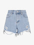 Short en jean à bords effilochés - Bleu clair - 1