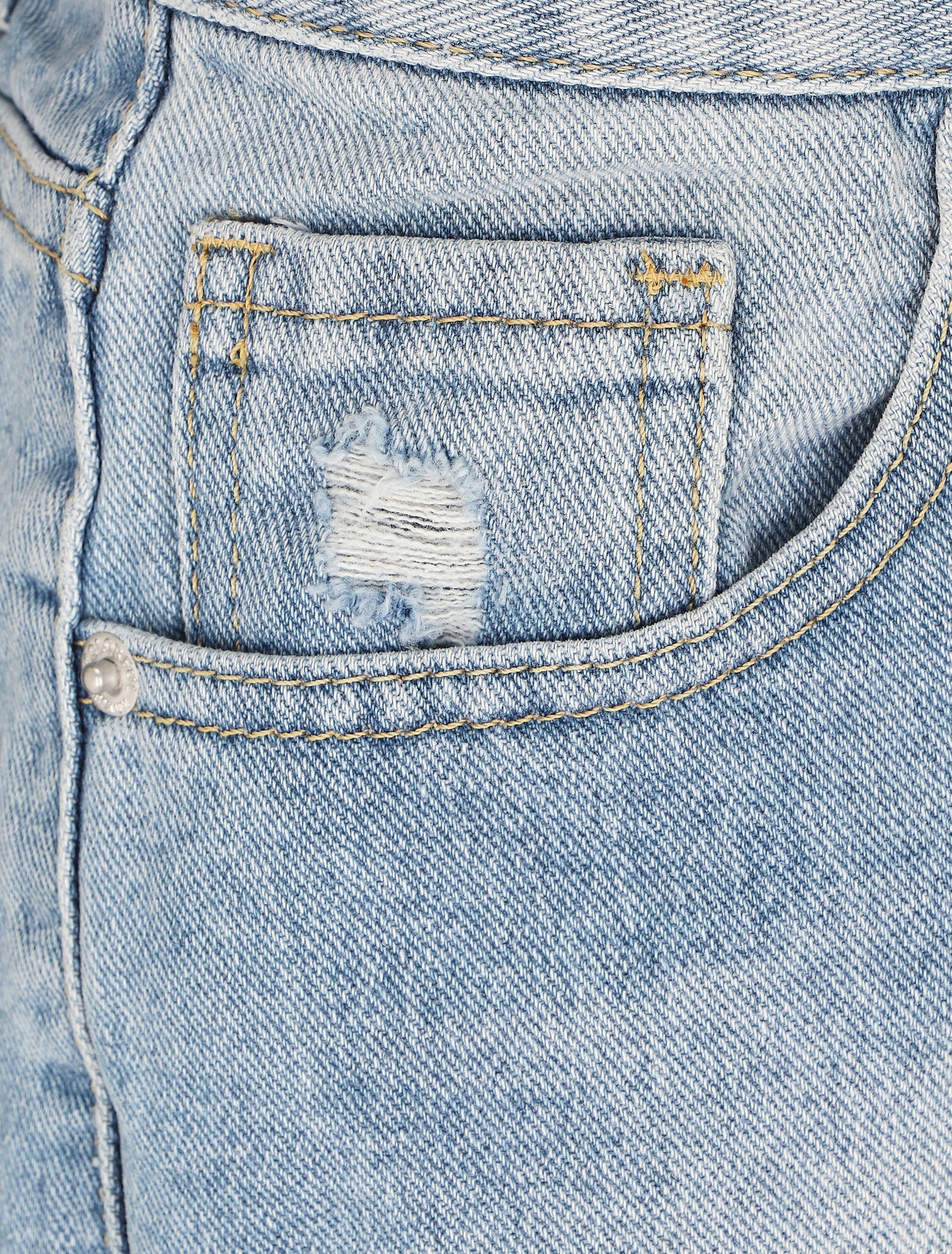 Mini short coupe droite destroy - Bleu clair - 4