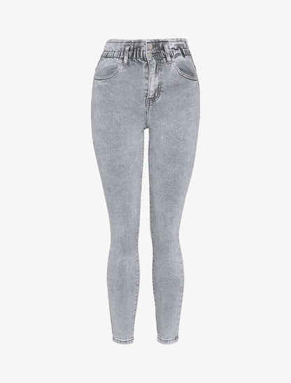 Jean skinny paperbag taille haute - Gris - 3