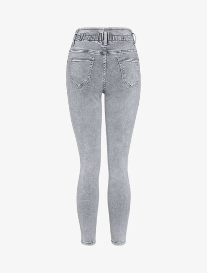 Jean skinny paperbag taille haute - Gris - 2