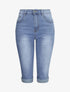 Pantacourt push up à ourlets - Bleu denim - 1