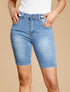 Bermuda push up coupe droite - Bleu denim - 1