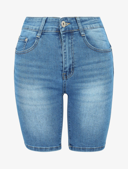 Bermuda push up coupe droite - Bleu denim - 2