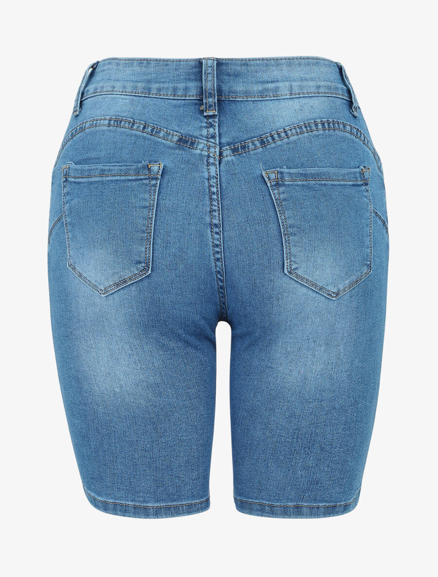 Bermuda push up coupe droite - Bleu denim - 3