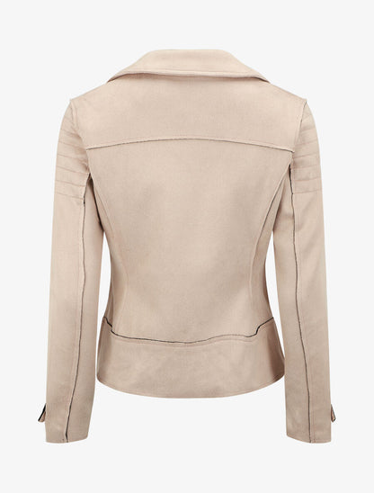 Veste style perfecto effet daim - Rose clair - 2