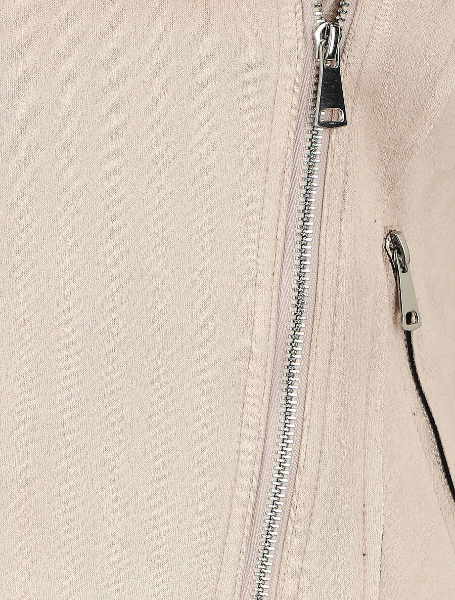 Veste style perfecto effet daim - Rose clair - 3