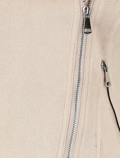 Veste style perfecto effet daim - Rose clair - 3