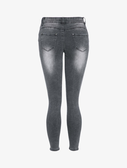 Jean skinny à taille haute délavé - Anthracite - 2