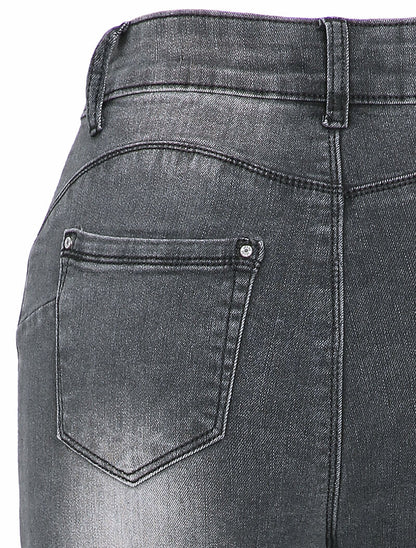 Jean skinny à taille haute délavé - Anthracite - 3