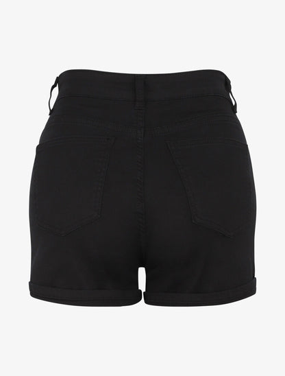 Short en jean à ourlets - Noir - 2