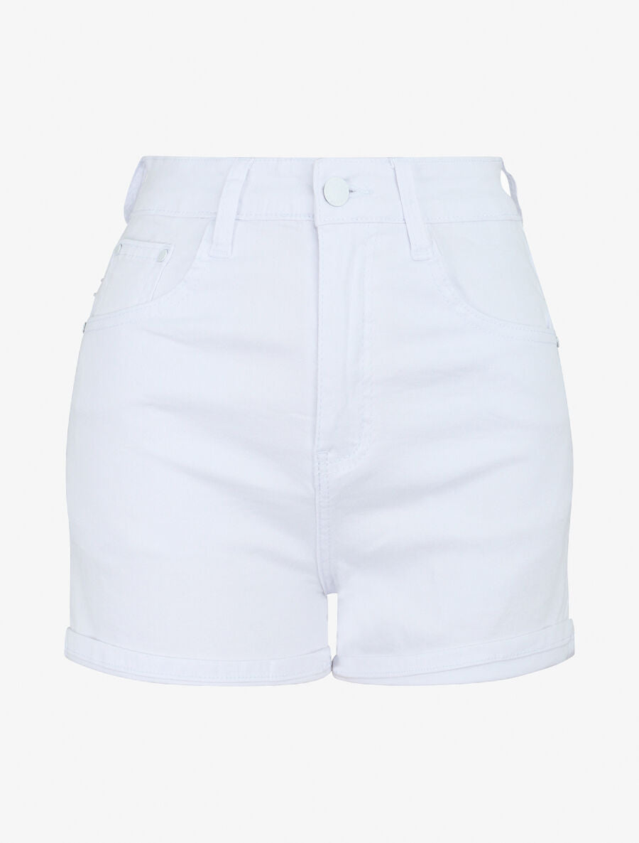Short en jean à ourlets - Blanc - 5