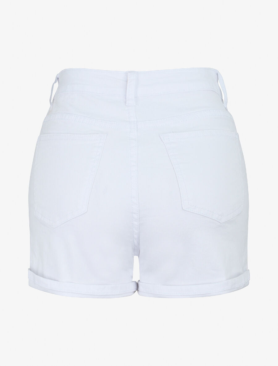 Short en jean à ourlets - Blanc - 2