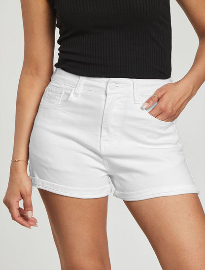 Short en jean à ourlets - Blanc - 4