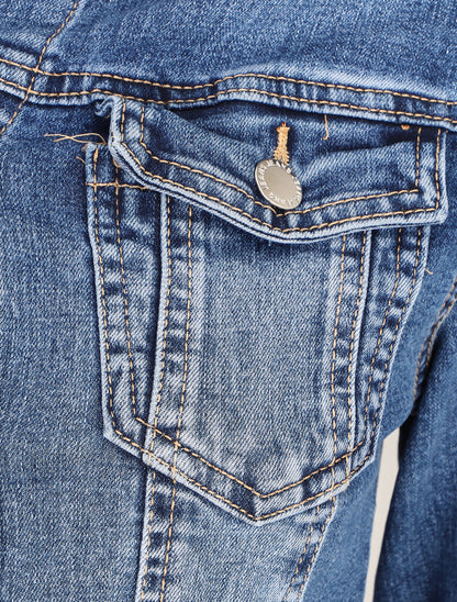 Veste en jean courte - Bleu - 3