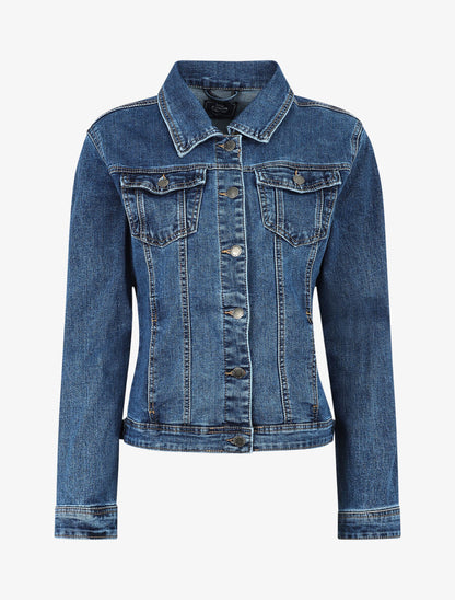 Veste en jean droite grande taille - Bleu denim - 1