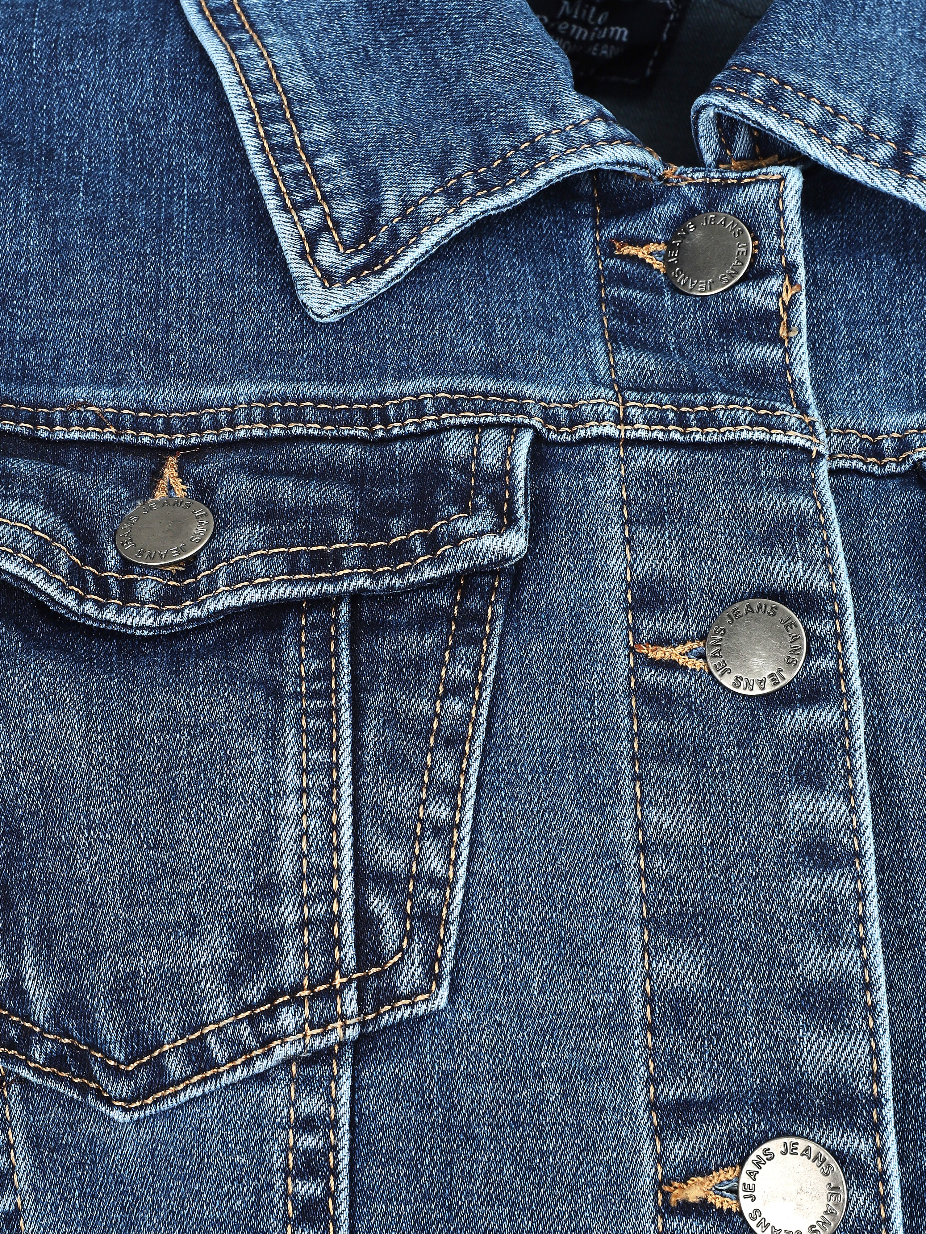 Veste en jean droite grande taille - Bleu denim - 3
