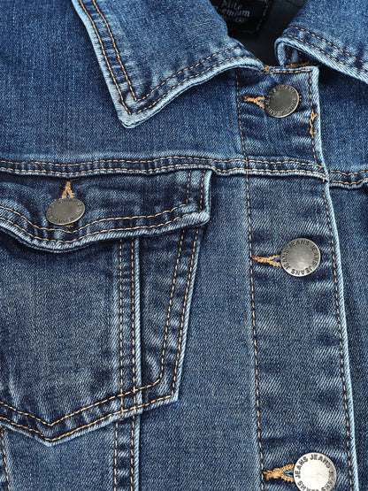Veste en jean droite grande taille - Bleu denim - 3