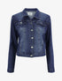 Veste en jean droite à détail griffures - Brut - 1
