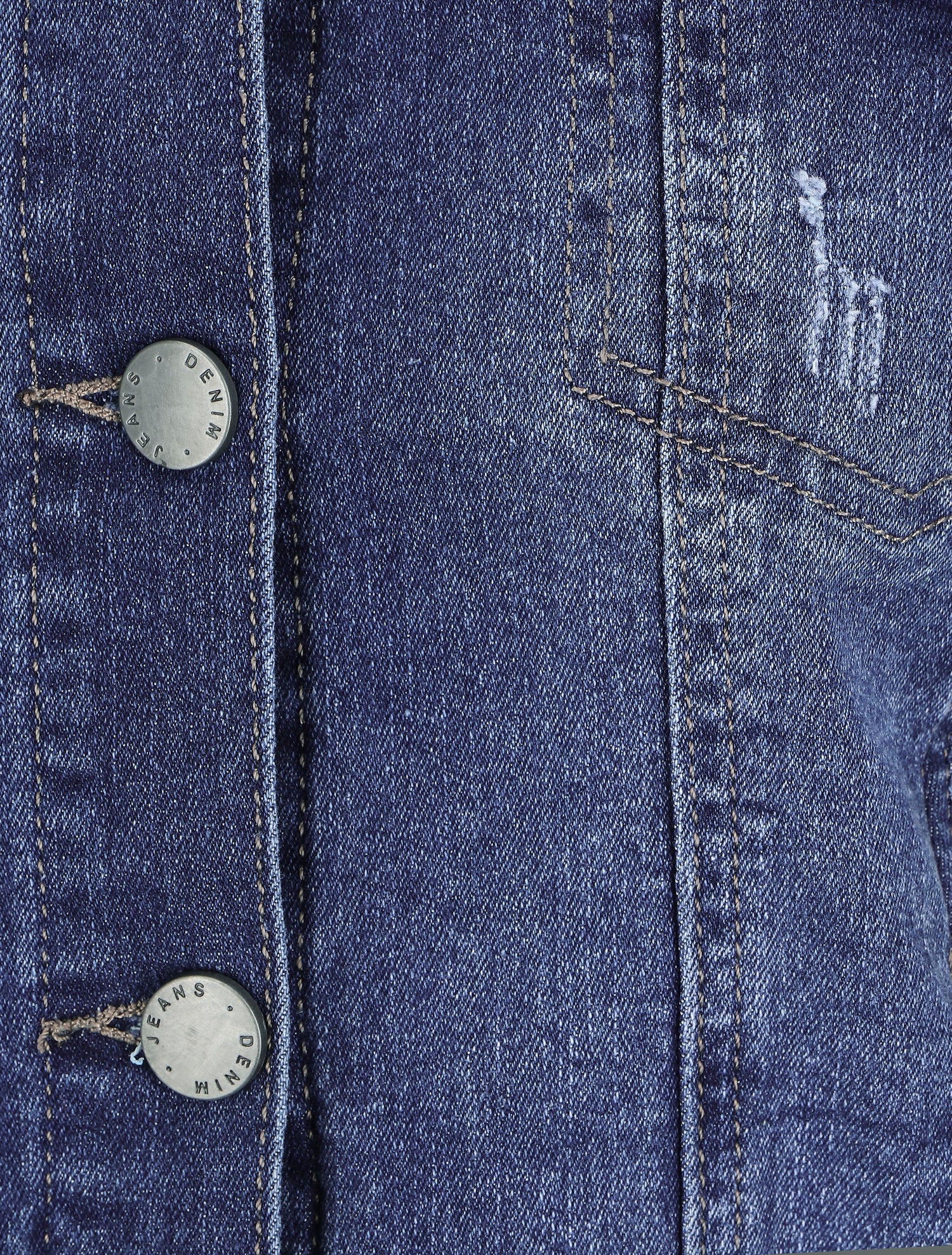 Veste en jean droite à détail griffures - Brut - 3