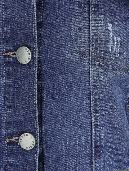 Veste en jean droite à détail griffures - Brut - 3